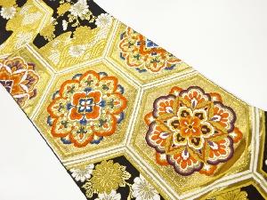 亀甲に華文・菊・荒波模様織出し袋帯